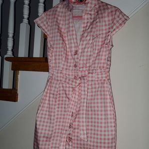 Pink and white gingham dress